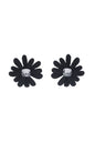 Jewello fashionable black flower design with shimmering white stone stud korean earring for women and girls. Gift for her.