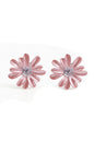 Jewello Amazing pink flower design with shimmering white stone stud dainty korean earring for women and girls. Gift for her.