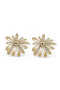 Jewello stylish yellow flower design with golden bead stud dainty korean earring for women and girls. Gift for her.
