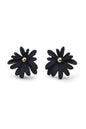 Jewello classic black flower design with golden bead stud dainty korean earring for women and girls. Gift for her.