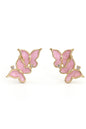 Jewello gold plated butterfly design pink stone stud dainty korean earring for women and girls. Gift for her.