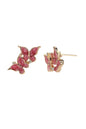 Jewello fancy gold plated butter fly design with pink stone stud dainty Korean earring for women and girls. Daily wear earring, office wear earring, gift for her.