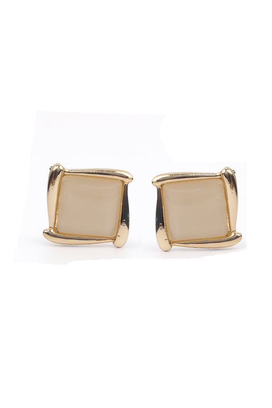 Jewello Stylish gold-plated square design square stone stud dainty korean earring for women and girls. Daily wear earring, party wear earring. Gift for her.