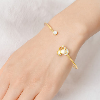 Jewello delicate gold-plated floral design with white stone stud Adjustable cuff bracelet, Kada bracelet for women and girls.