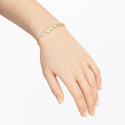 Jewello stylish gold plated with cubic zirconia stud cuff bracelet, kada bracelet for women and girls.