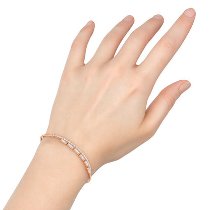 Jewello trendy rose gold plated with cubic zirconia stud cuff bracelet, Kada bracelet for women and girls.