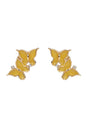 Jewello fancy gold plated  butterfly design with yellow stone stud dainty korean earring for women and girls. Gift for her.